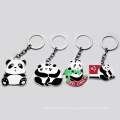 wholesale custom panda shape cute carton animal hard enamel metal key chain